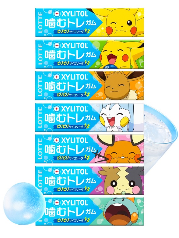 Chicles Pokémon XYLITOL | Sabor Ramune | 7 Diseños Aleatorios 28 grs.