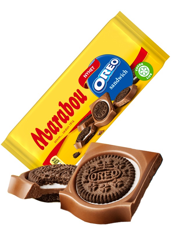 Chocolate Marabou Sueco con relleno de galleta Oreo 92 grs.