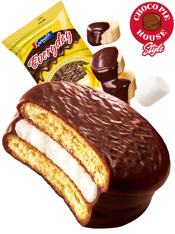 Galleta estilo Choco Pie de Marshmallow de Banana | 1 Unidad.