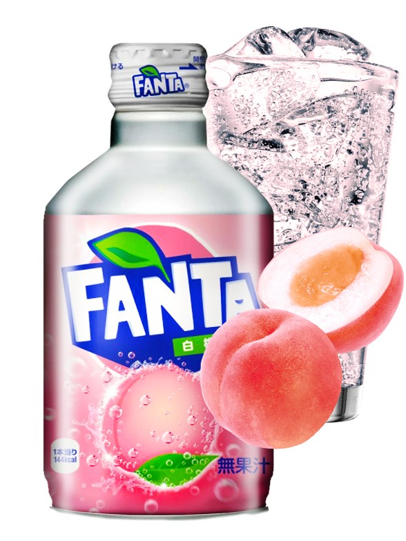 Fanta Japonesa de Melocotón Rosado Momo Botella 300 ml.