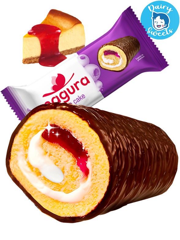 Cake Roll Choco, Crema y Mermelada Frutas del Bosque | Dairy Sweets 35 grs.