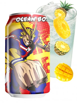 Refresco Clear Ocean Bomb Mango y Piña | Edición My Hero Academia | All Might 330 ml.