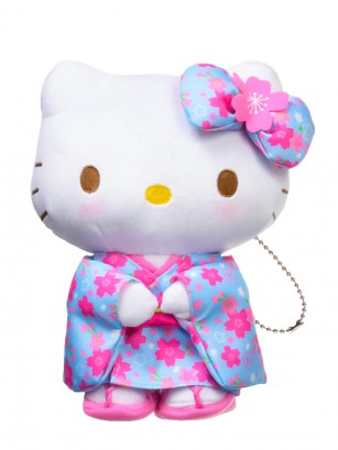 Peluche Colgante Hello Kitty Sakura Kimono Azul 12 x 8 x 5