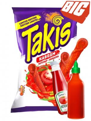 Snack de Maíz Takis de Ketchup Sriracha | Kaboom | Edición Limitada 260 grs.